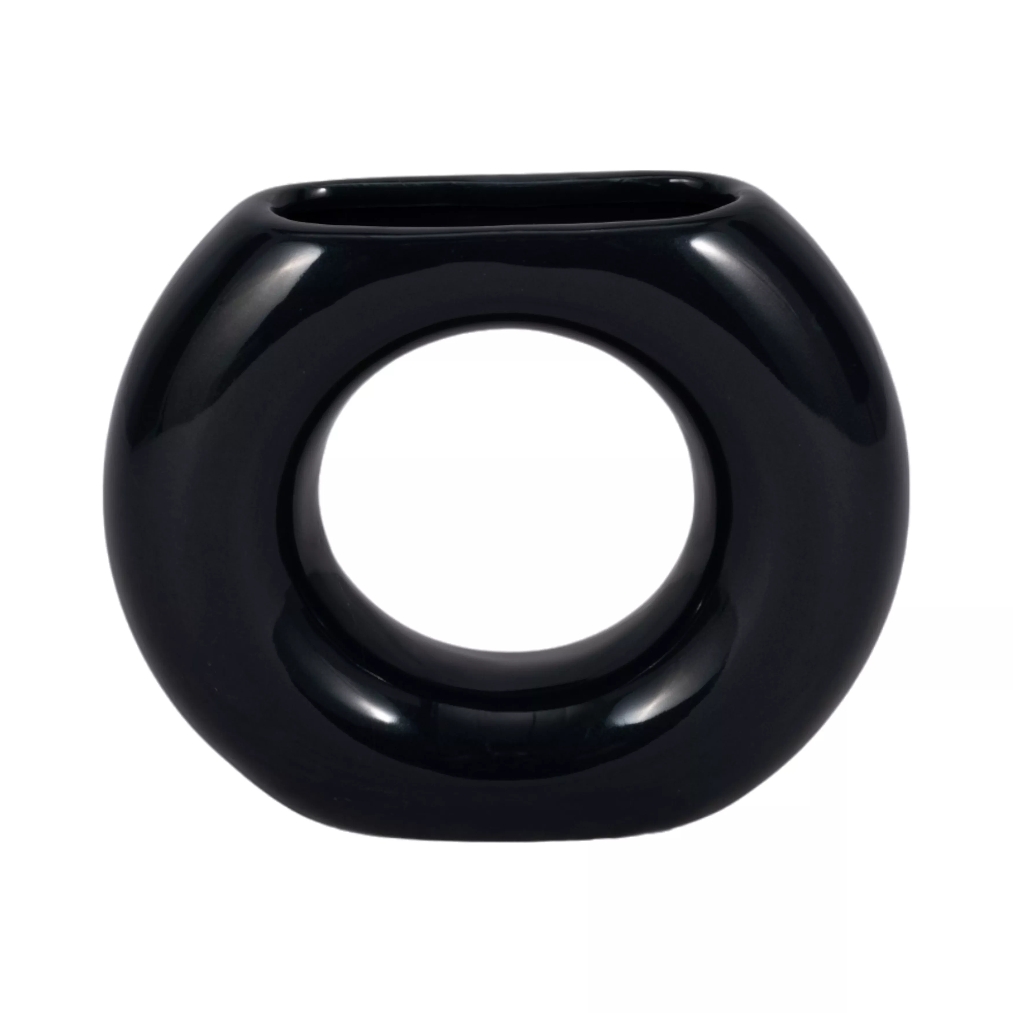 Cer, 5" Donut Vase, Navy