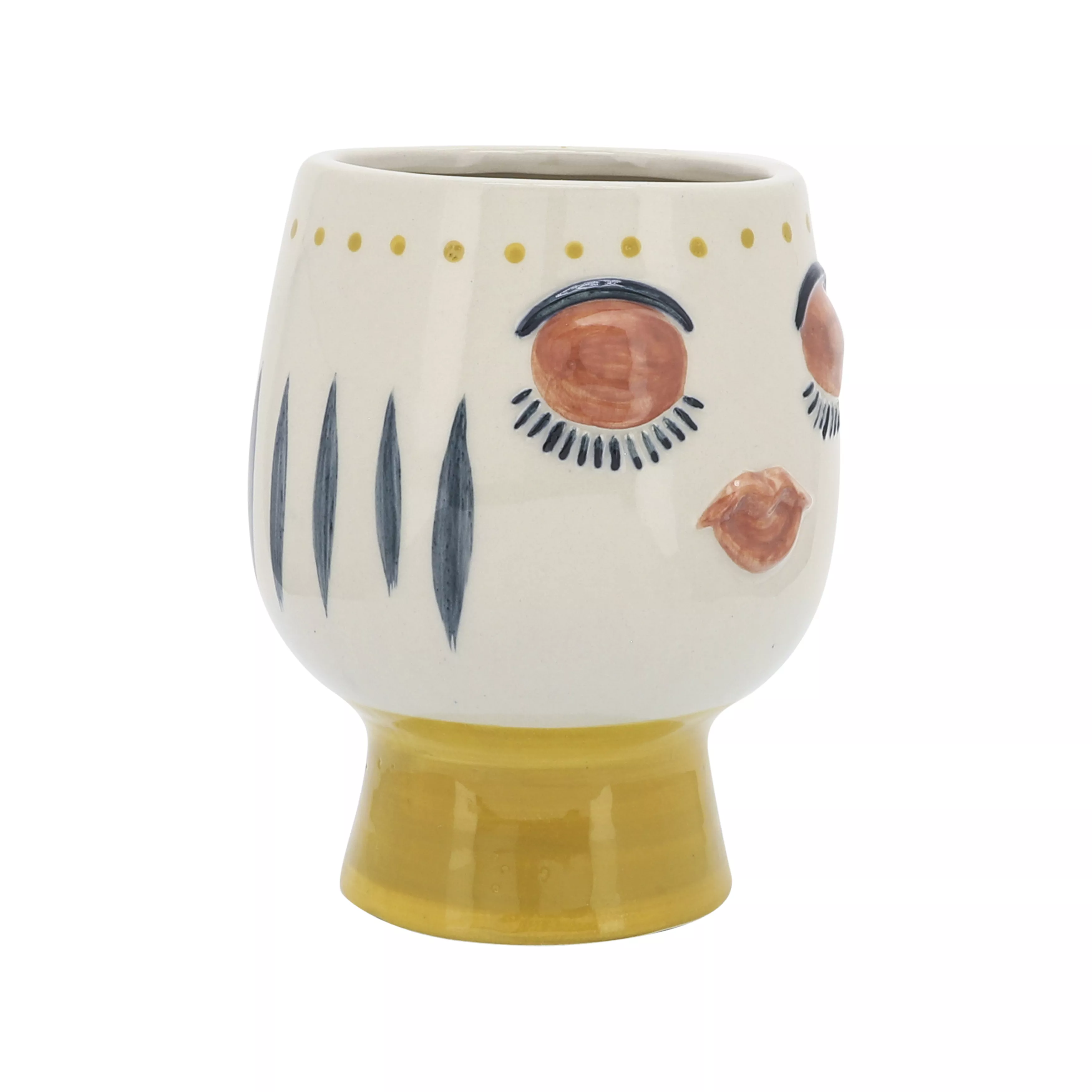 Cer, 6"d Face Vase, Multi