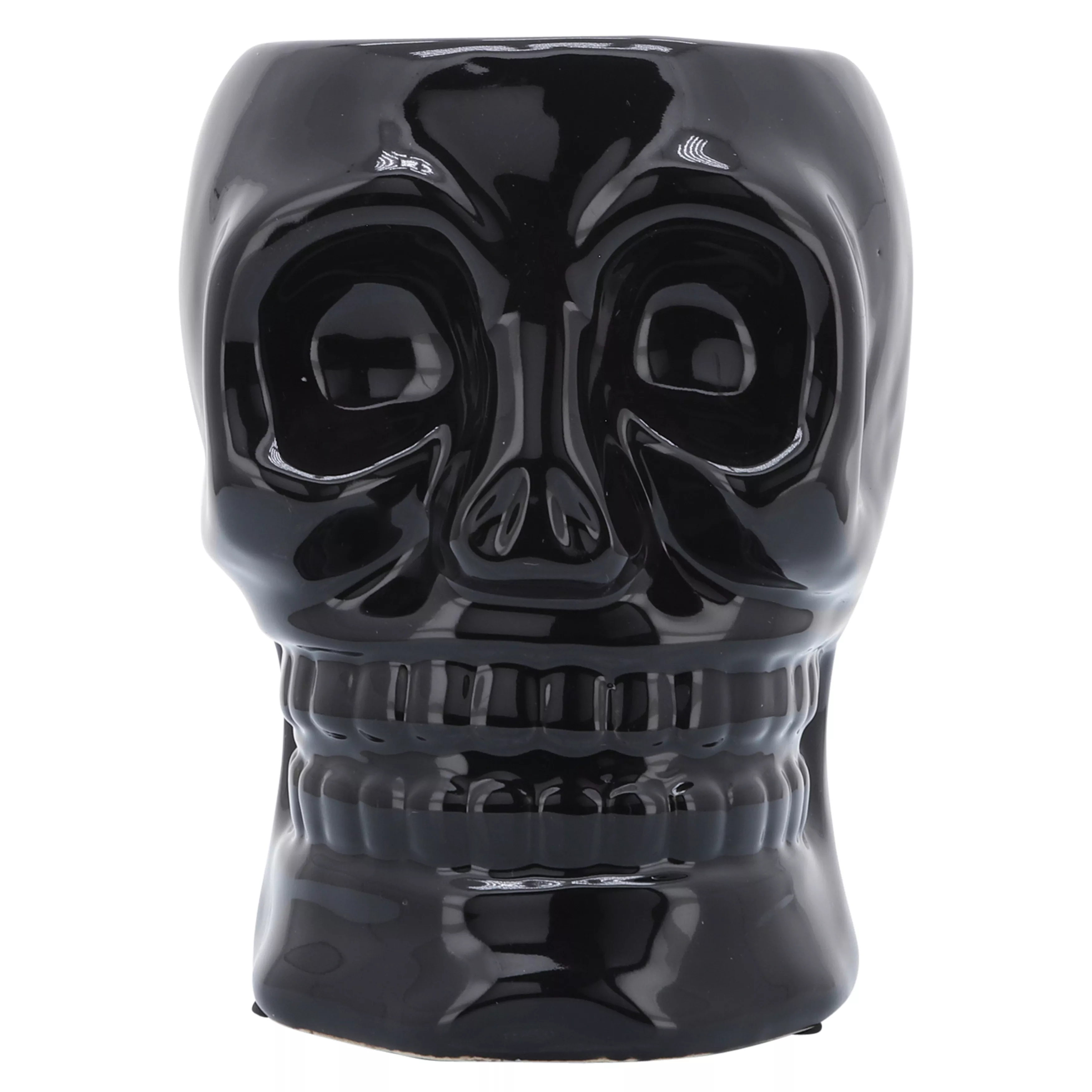 Cer, 6" Skull Vase, Black