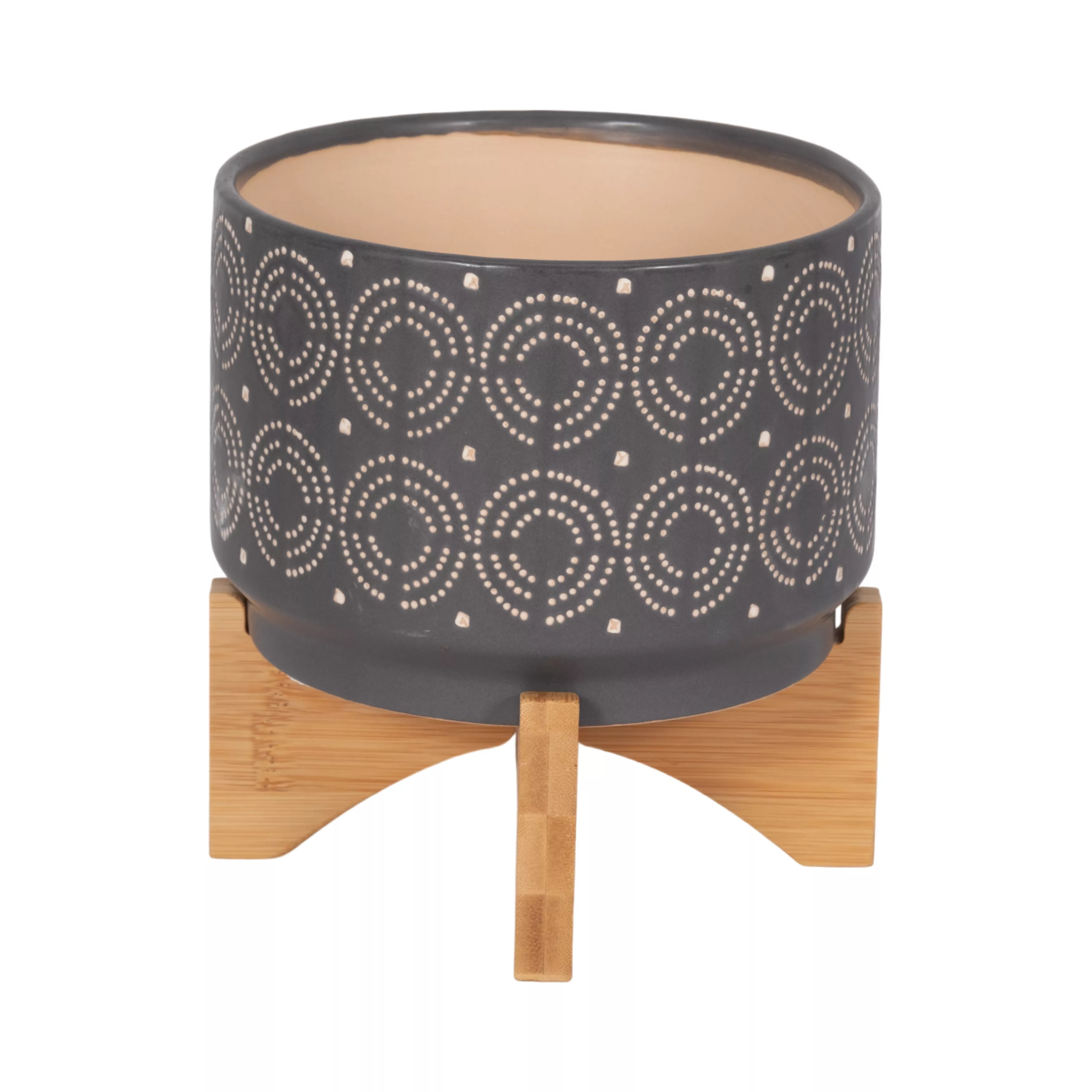 Cer, 7" Swirl Planter On Stand