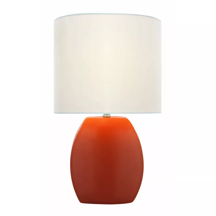 Ceramic Table Lamps Orange Fabric Shade E27 60W - Lite Source