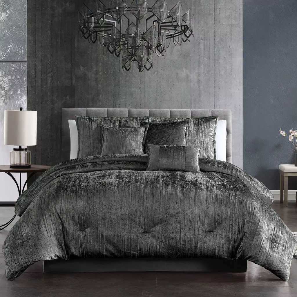 Charcoal Crinkle 2 pc Twin