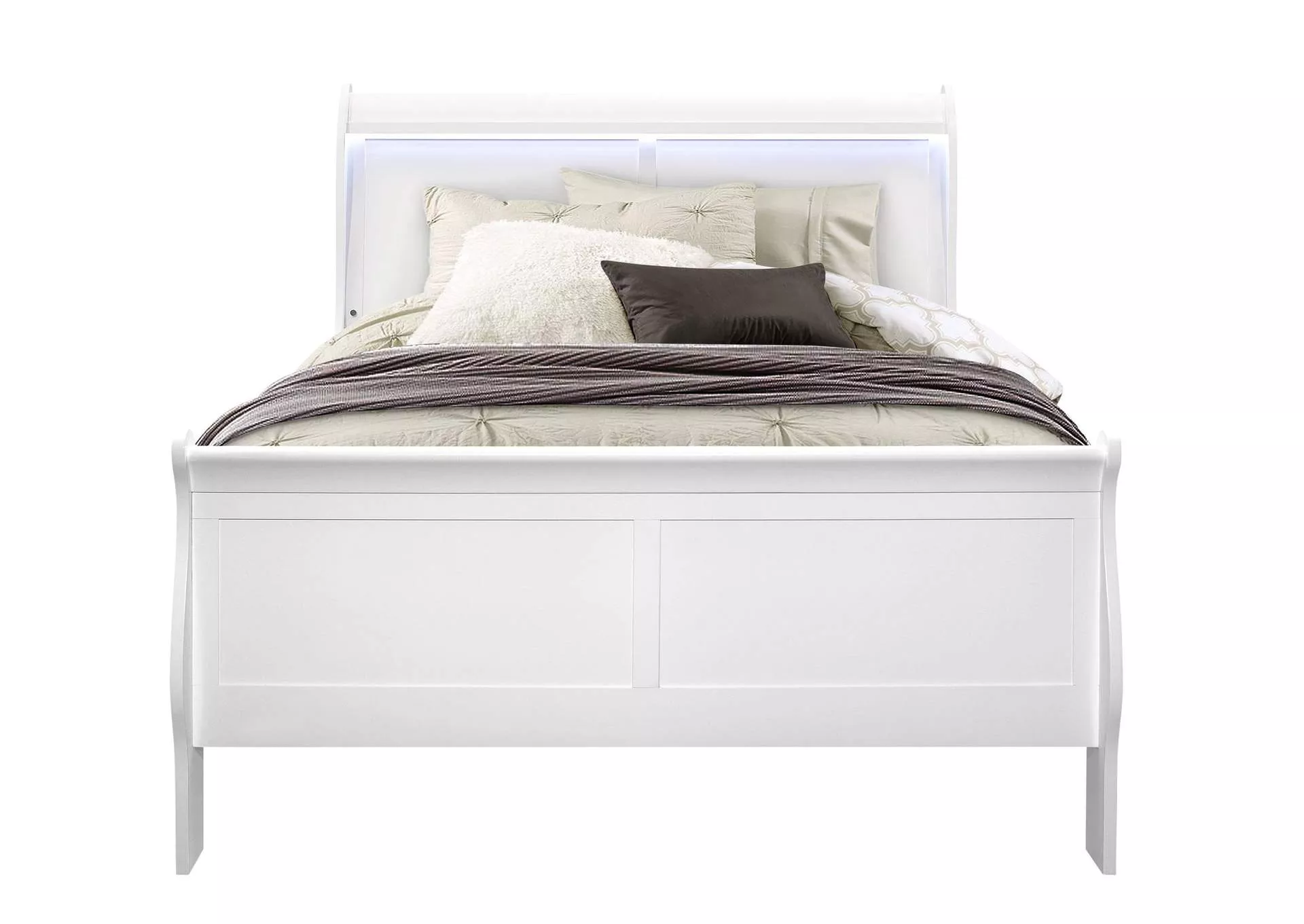 CHARLIE WHITE FULL BED WITH LED