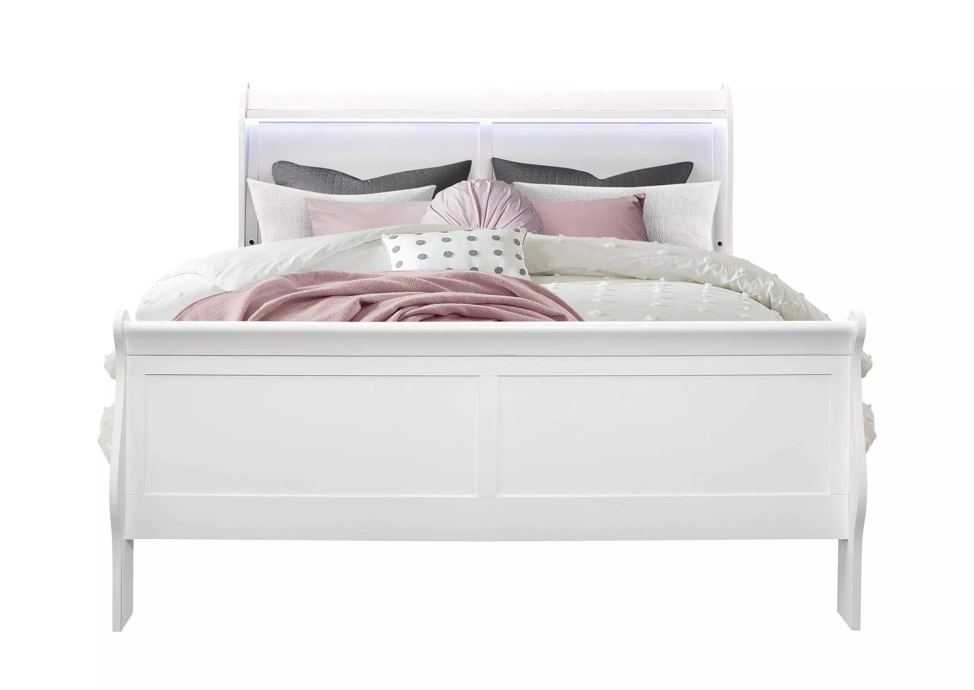 CHARLIE WHITE QUEEN BED WITH LED