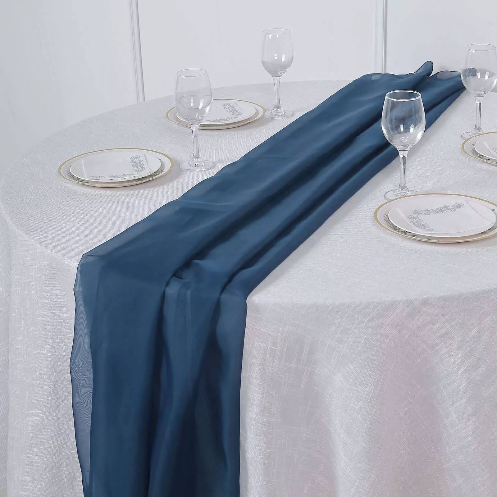 Chiffon 6ft Table Runner Navy Blue - Flowy & Lightweight Table Decor