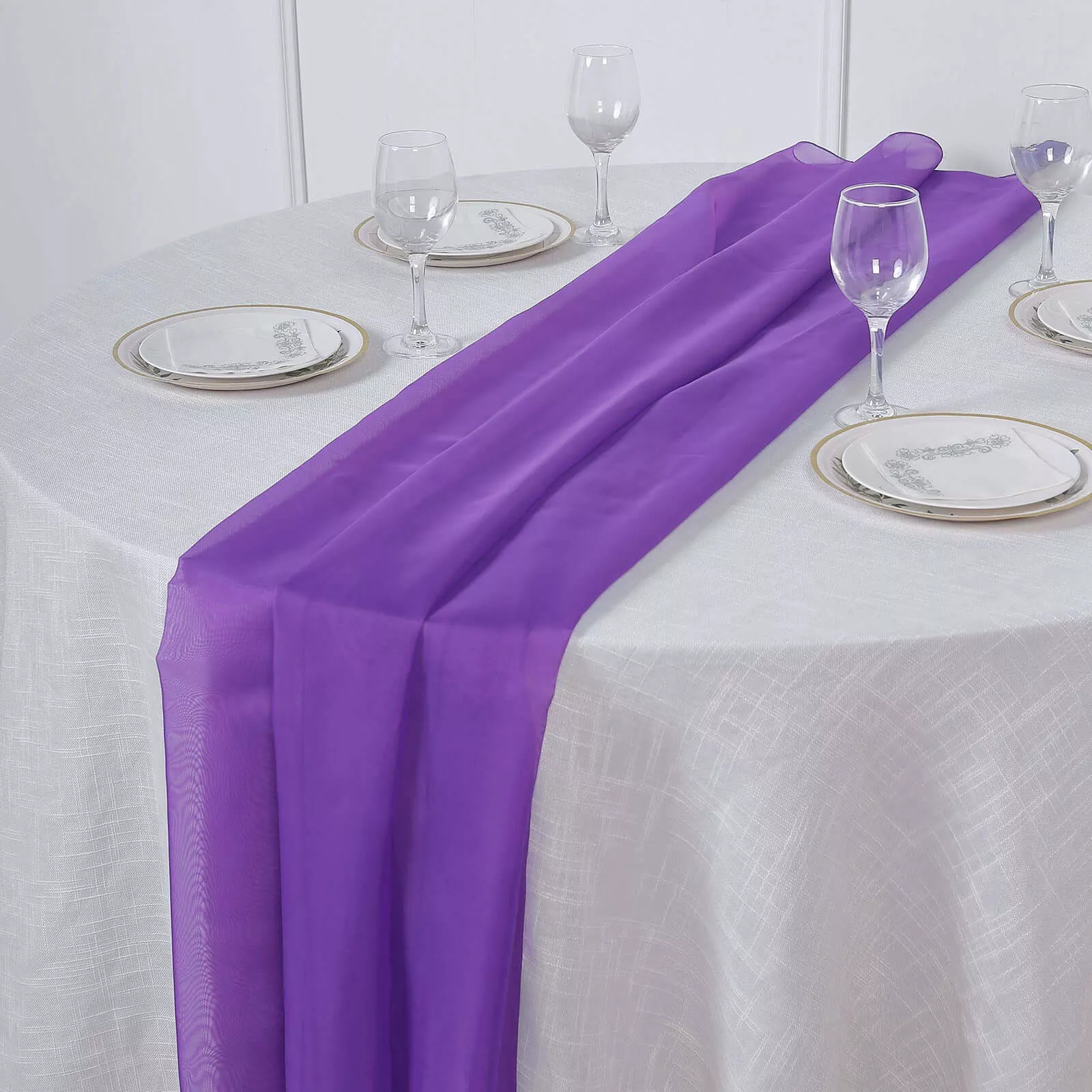 Chiffon 6ft Table Runner Purple - Flowy & Lightweight Table Decor