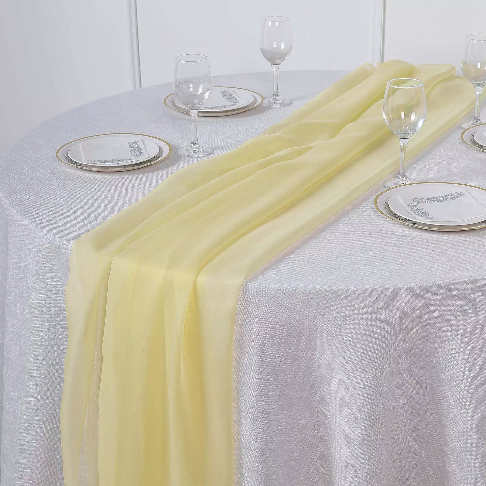 Chiffon 6ft Table Runner Yellow - Flowy & Lightweight Table Decor
