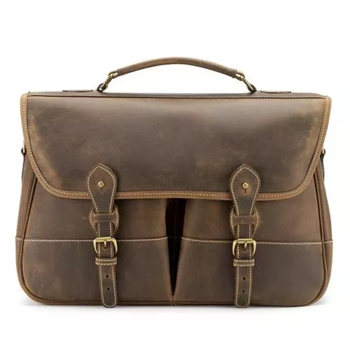 Clipper Leather Satchel Briefcase by Tusting