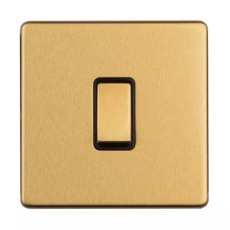 Concealed 3mm 1 Gang Intermediate Switch - Satin Brass