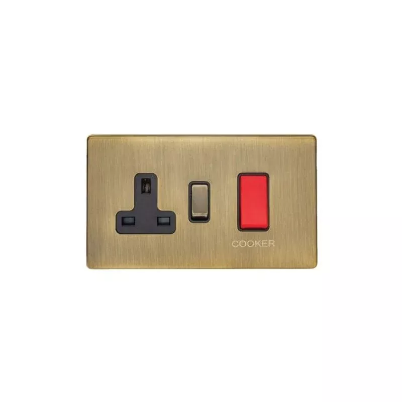 Concealed 3mm 45Amp Switch With A Socket - Antique Brass