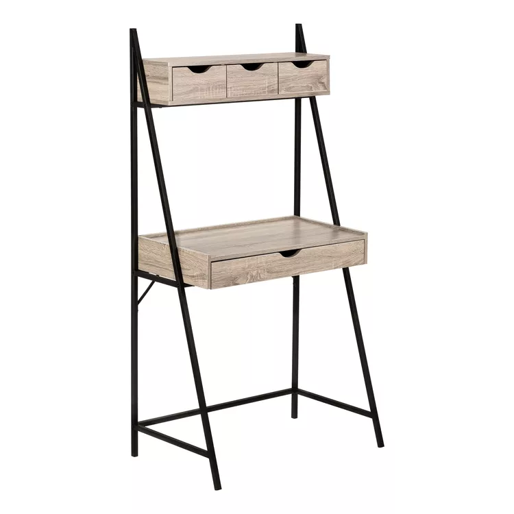 Contemporary Computer Desk with Storage and Leaning Feature