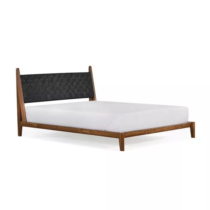 Cove Queen Bed - Black Leather