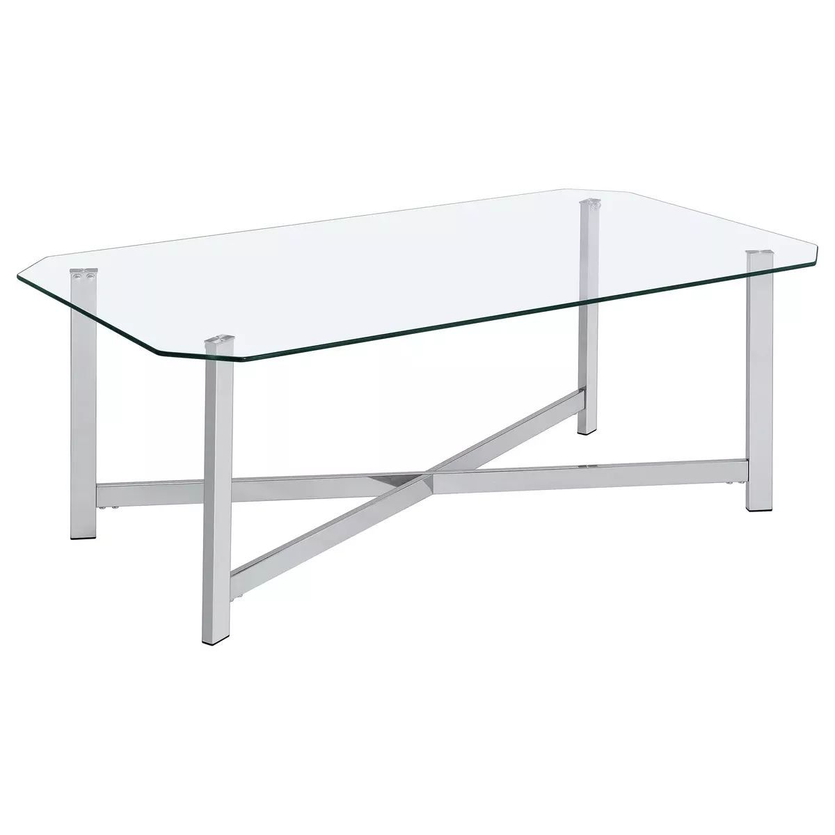 Cronin Rectangular Tempered Glass Top Cocktail Coffee Table Chrome