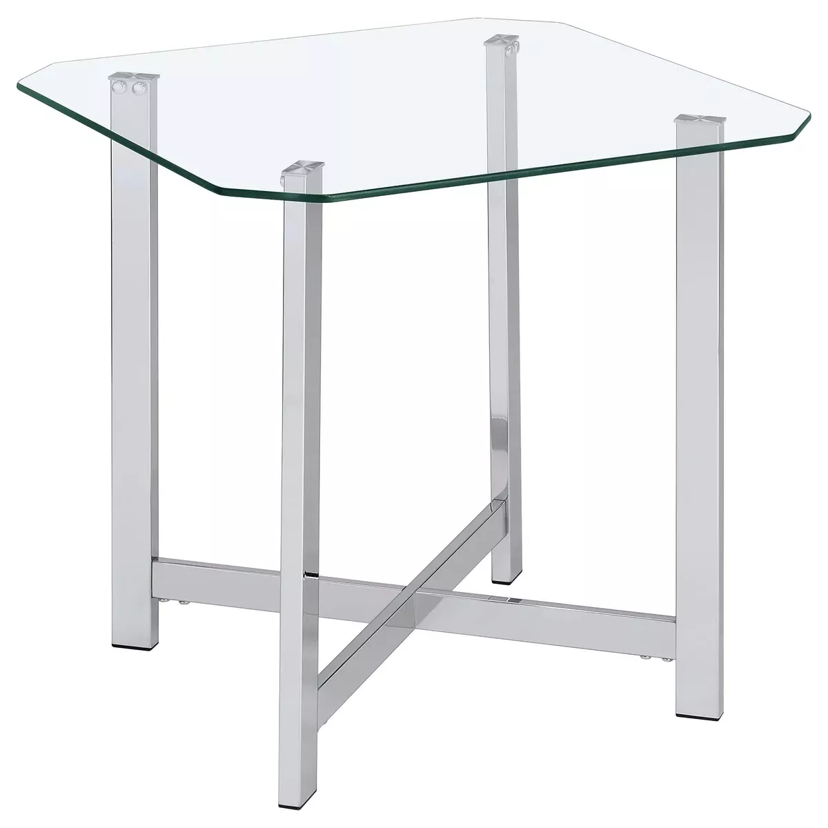 Cronin Square Tempered Glass Top Side End Table Chrome