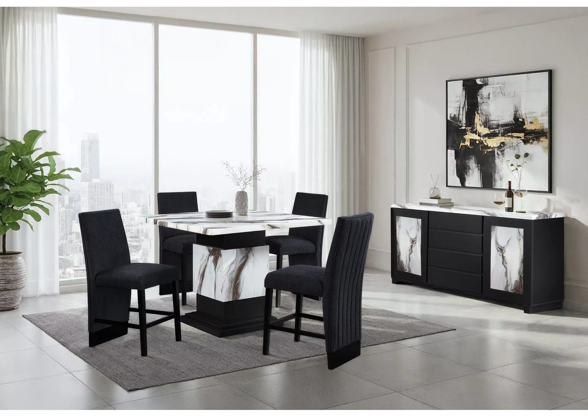 D12 BAR TABLE AND 4 BAR STOOLS