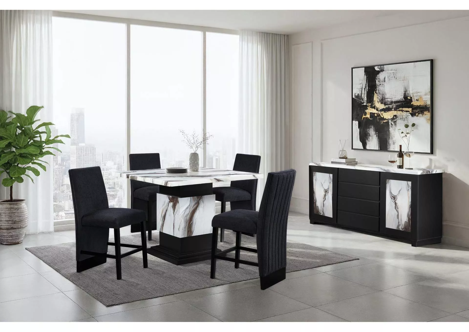 D12 BAR TABLE AND 6 BAR STOOLS