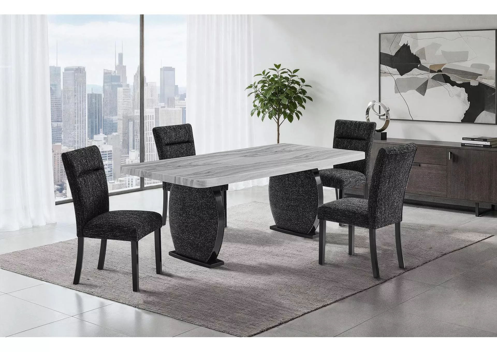 D2502 DINING TABLE AND 4 DINING CHAIRS