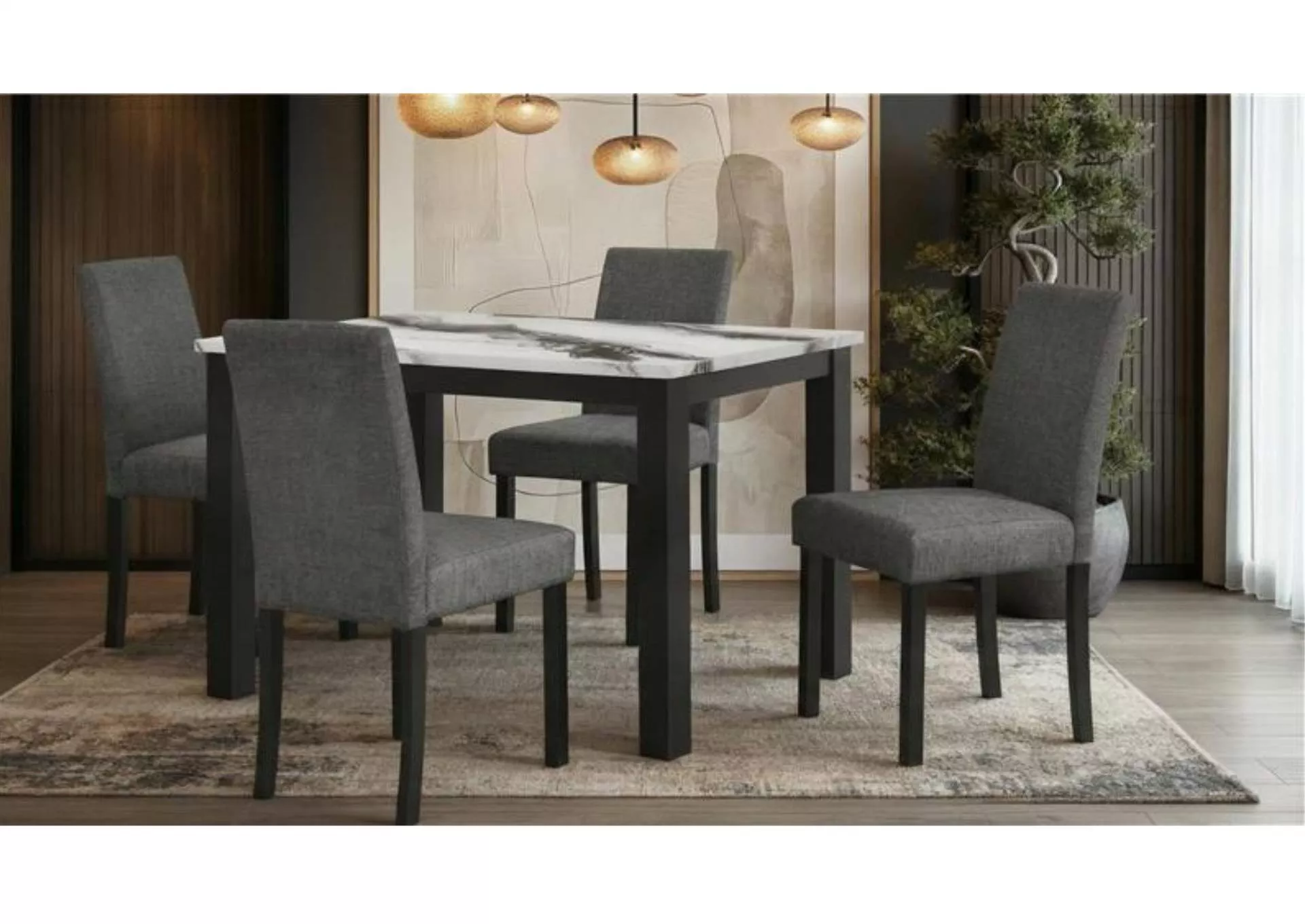 D8032DT PANDA DINING TABLE & D9026DC BLK DINING CHAIR