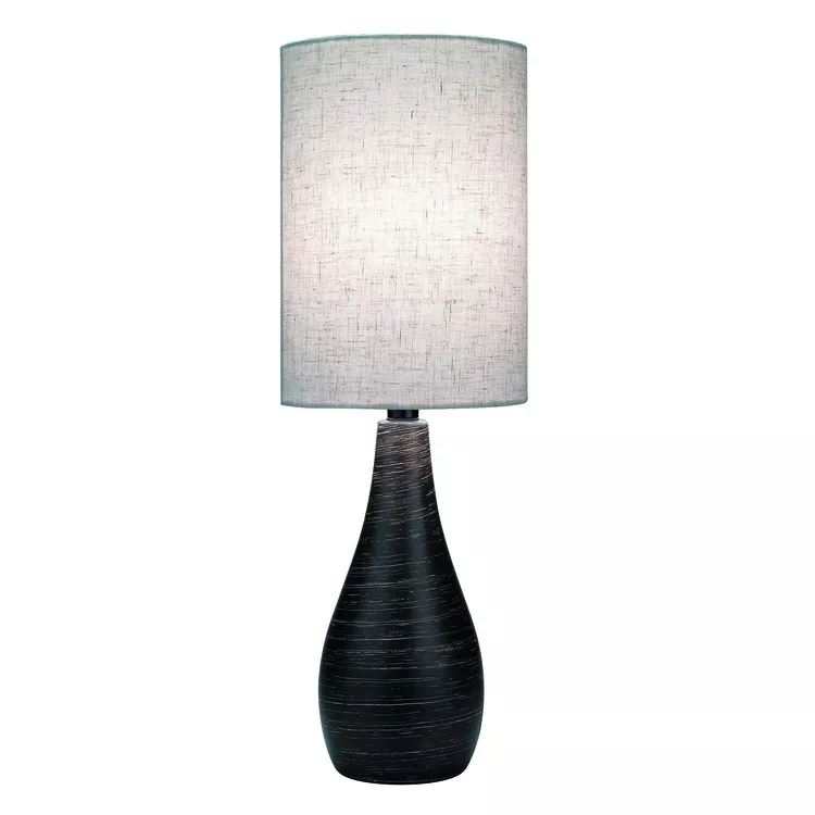 Dark Bronze Brushed Table Lamp E27 A60 Linen Shade 5.8Lbs - Lite Source