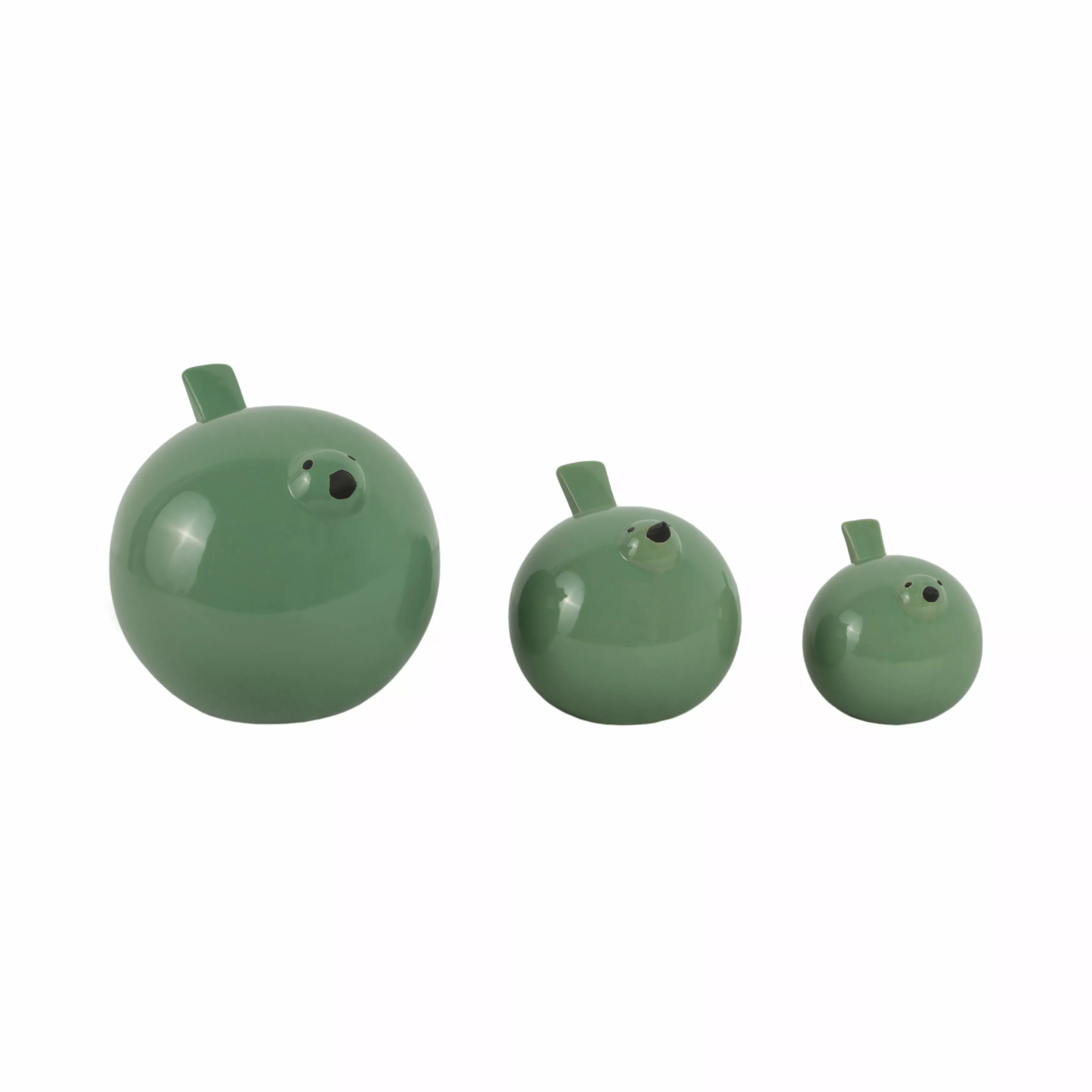 Dark Sage Green Bird Figurines Set
