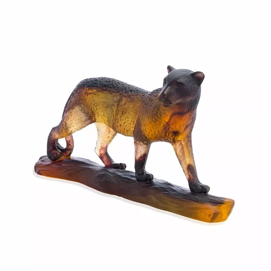 Daum Crystal Leopard on Branch - 5747