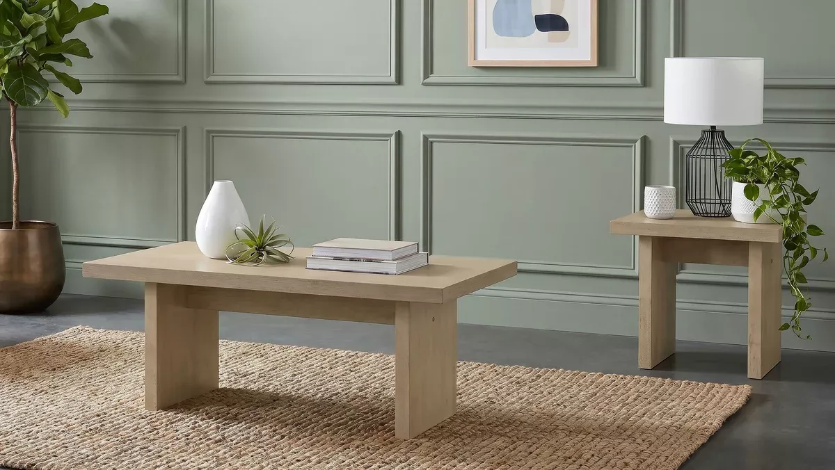Decker 2-piece Coffee and End Table Set Natural Oak