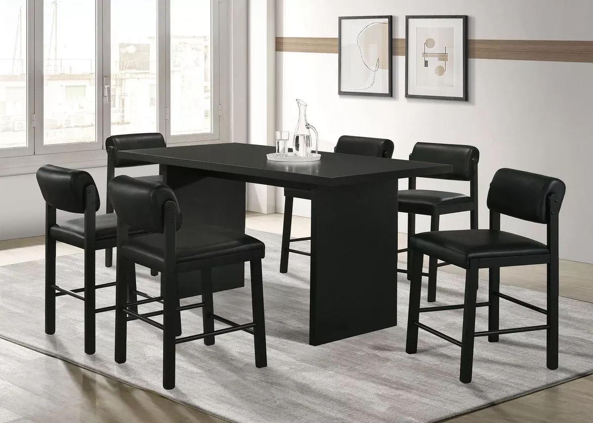 Decker 7-piece 70-inch Rectangular Counter Height Dining Set Black