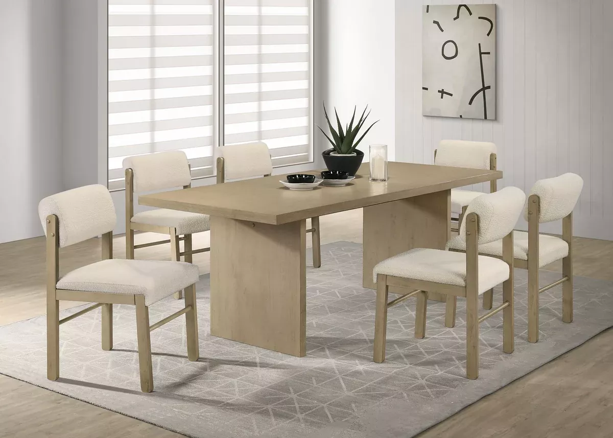 Decker 7-piece 82-inch Rectangular Dining Set Cream and Natural Oak