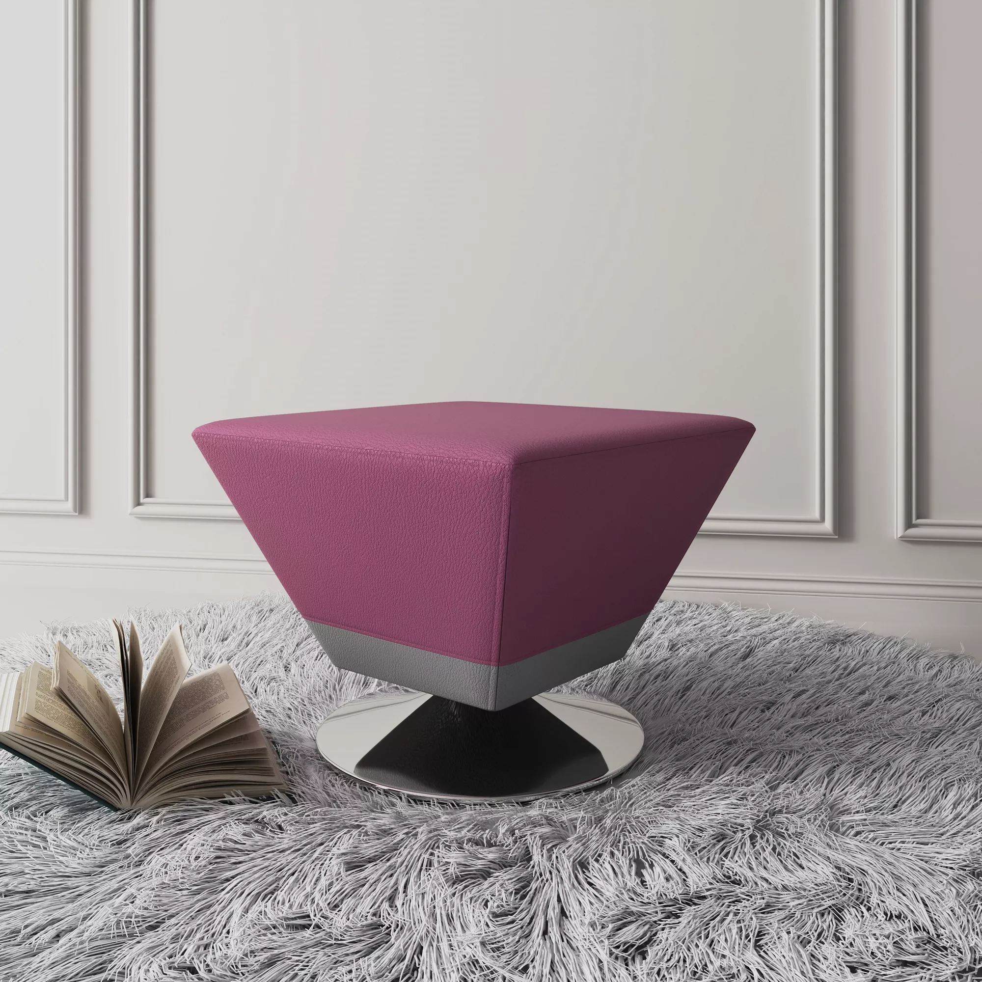 Diamond Purple Swivel Ottoman