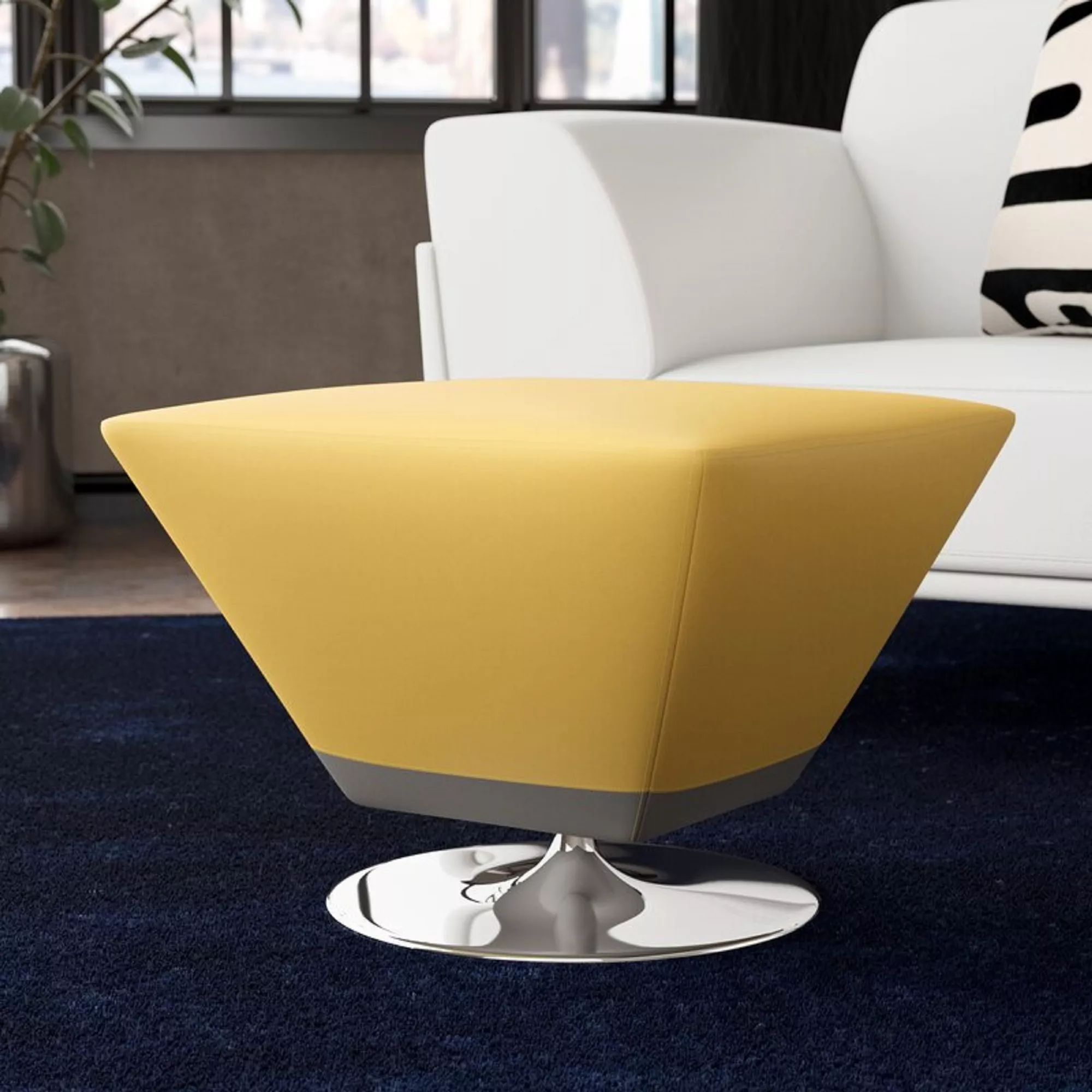 Diamond Yellow Swivel Ottoman