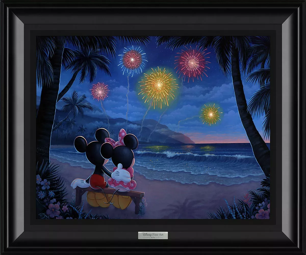 Disney Fine Art - Evening Fireworks On The Beach