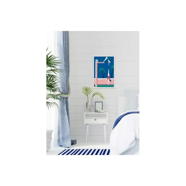 Diving Framed Painting Print