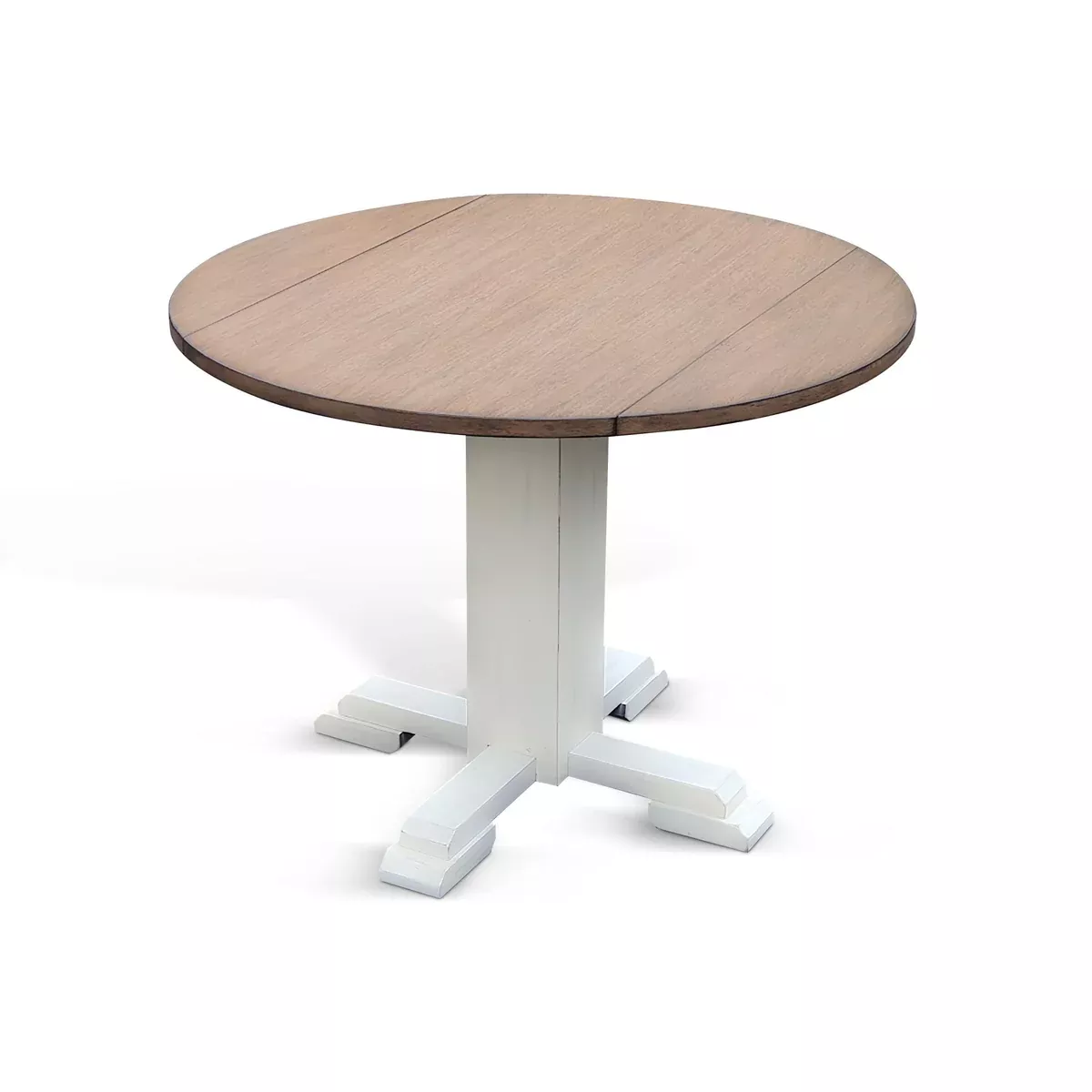 Drop Leaf Round Table - Buckskin / Marble White