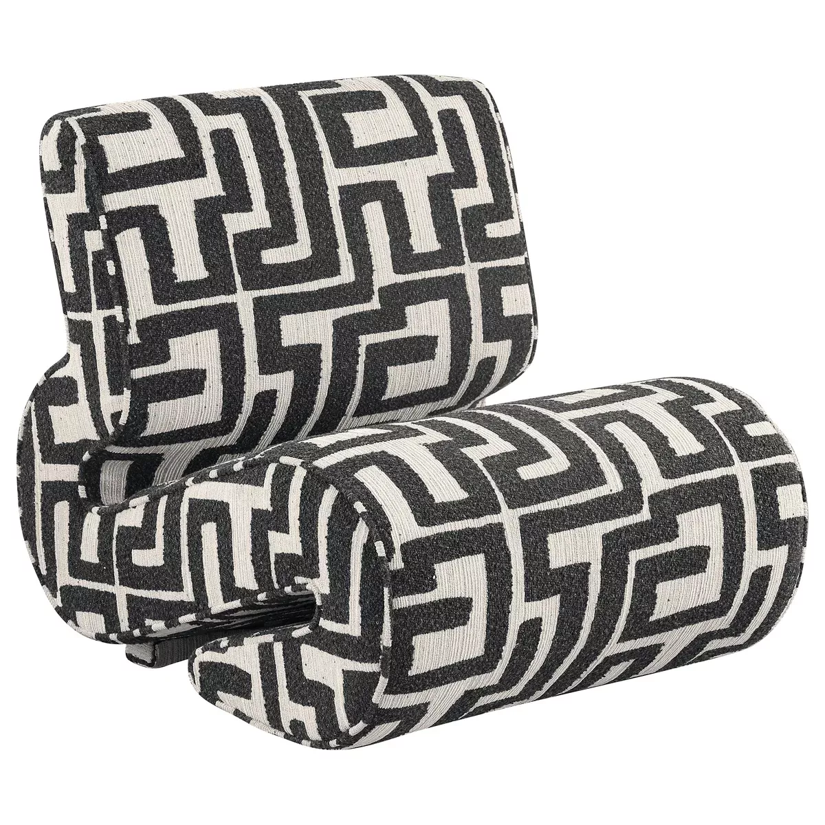 Eimer Geometric Jacquard Accent Chair Black