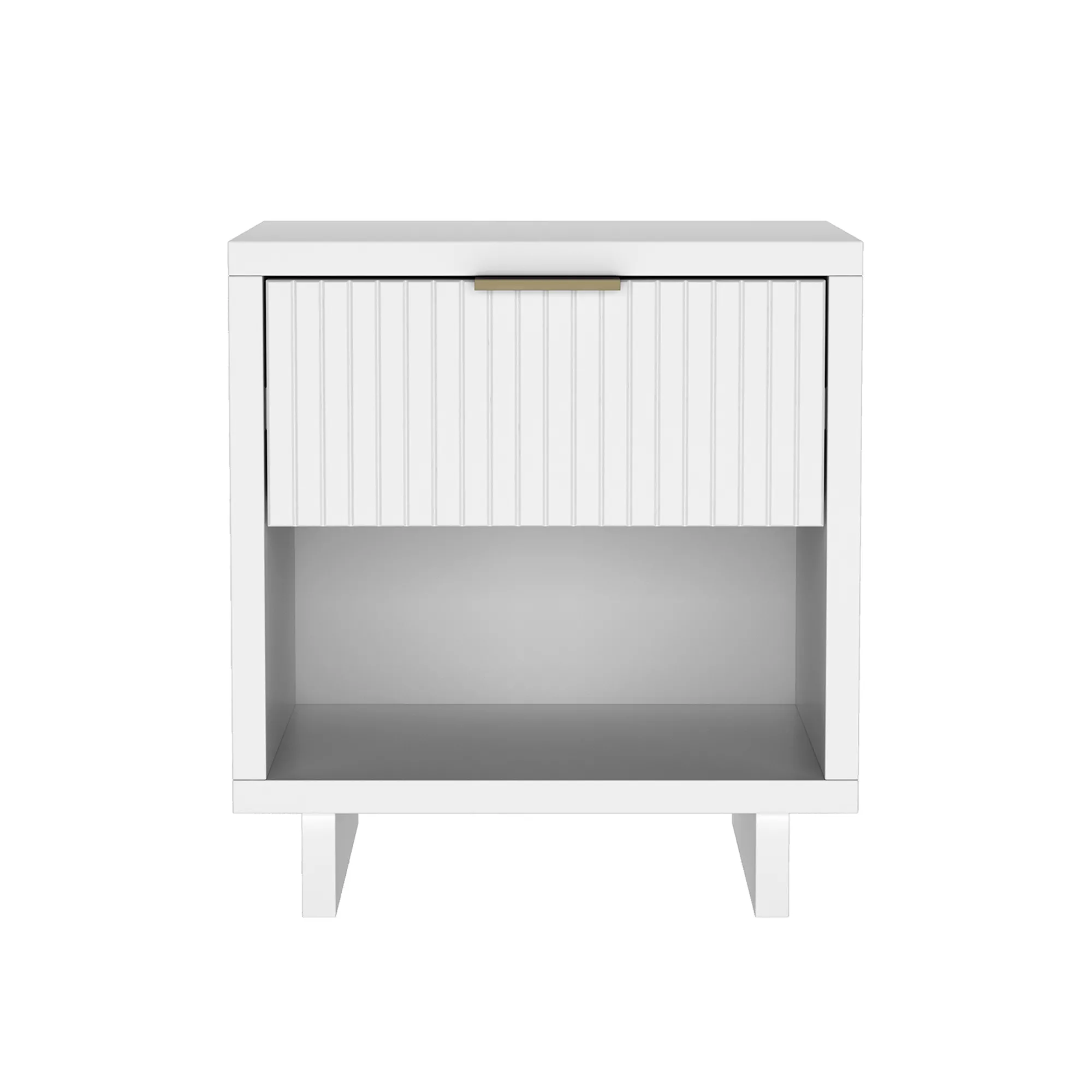 Elara 1-Drawer White Nightstand