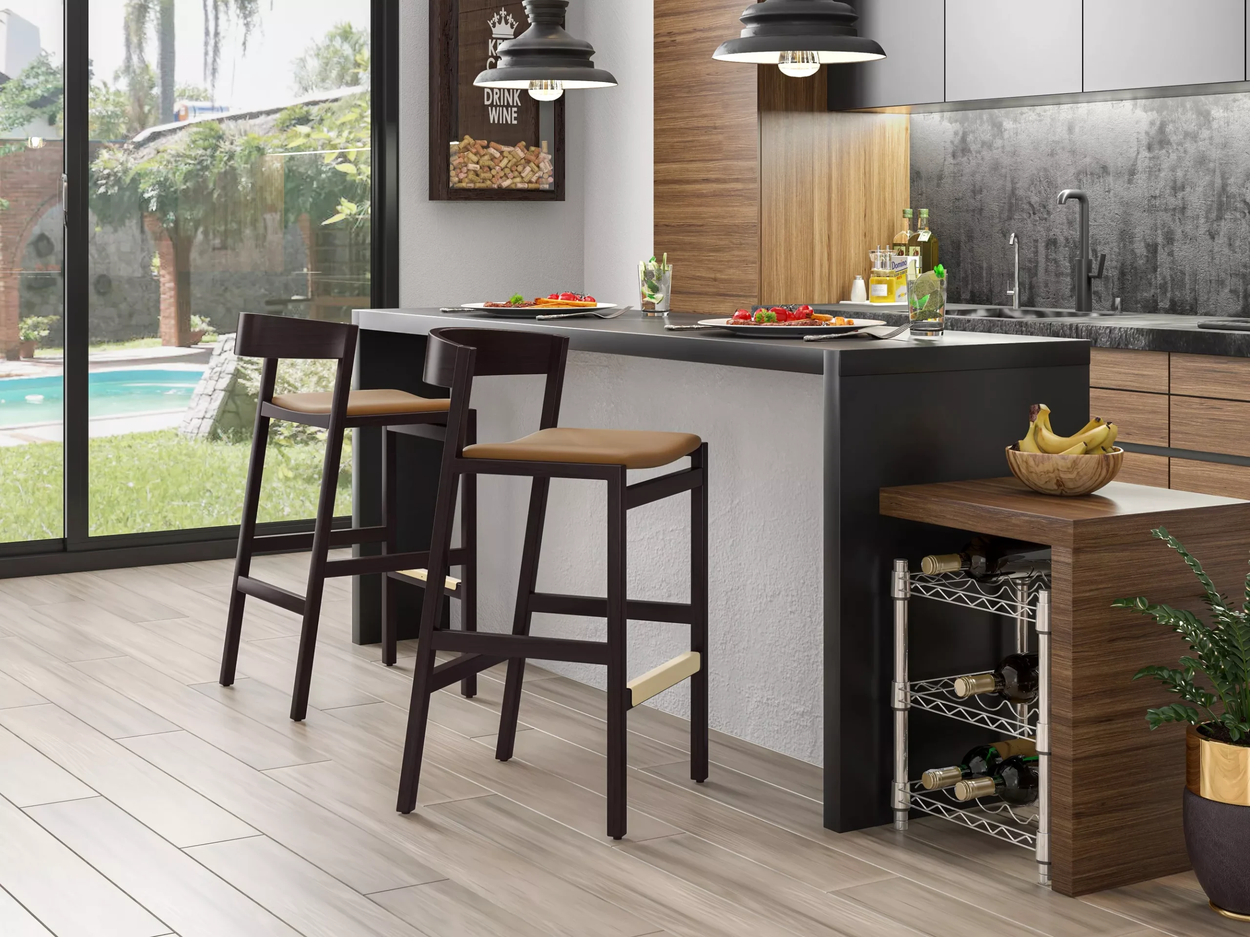 Element Brown Counter Stools (Set of 3)