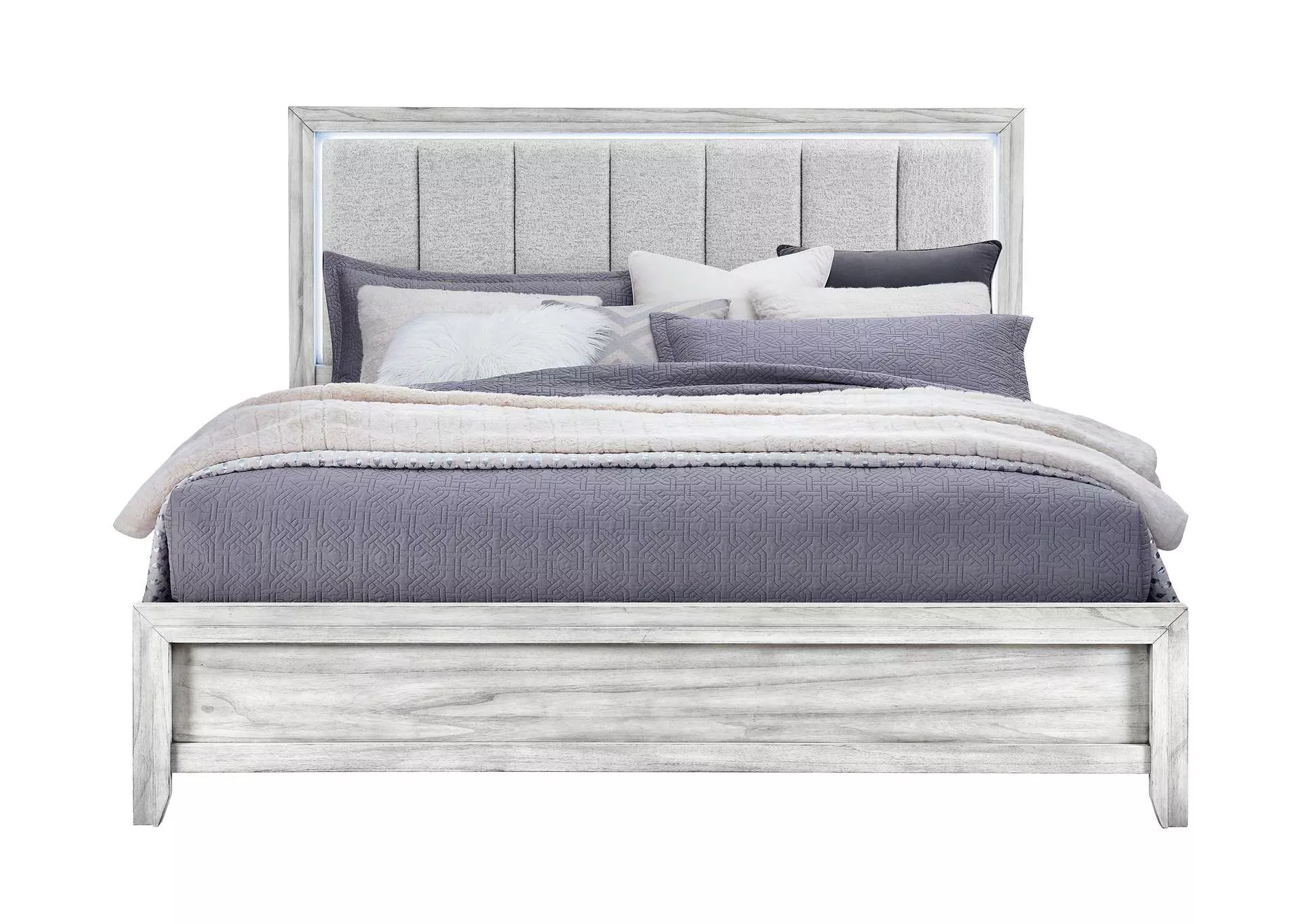 ELSIE GREY KING BED WITH LED