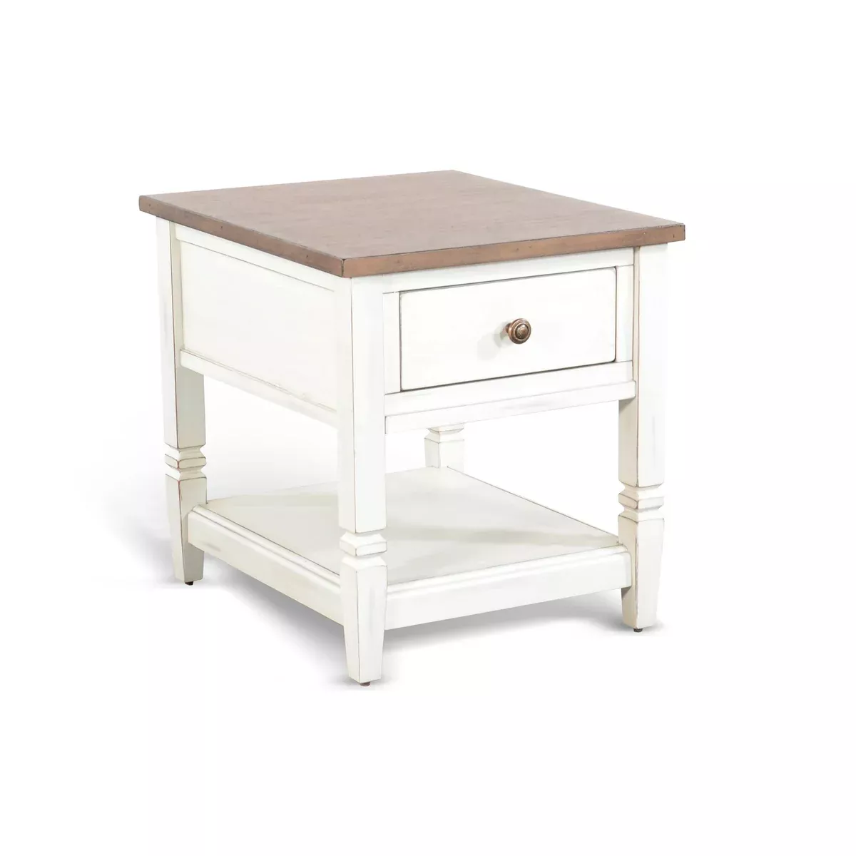 End Table - White / Light Brown