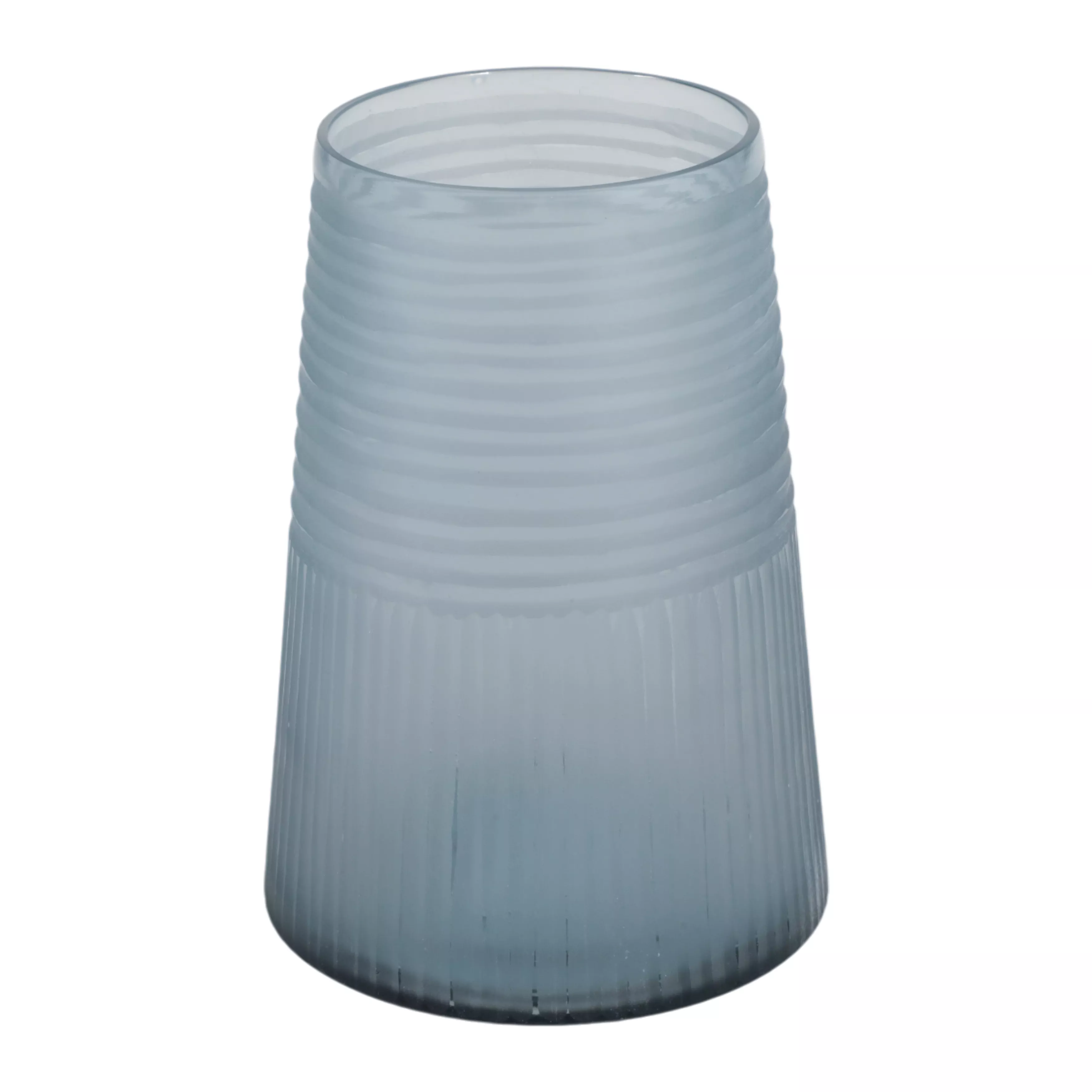 Etched Lines Glass Vase, Blue