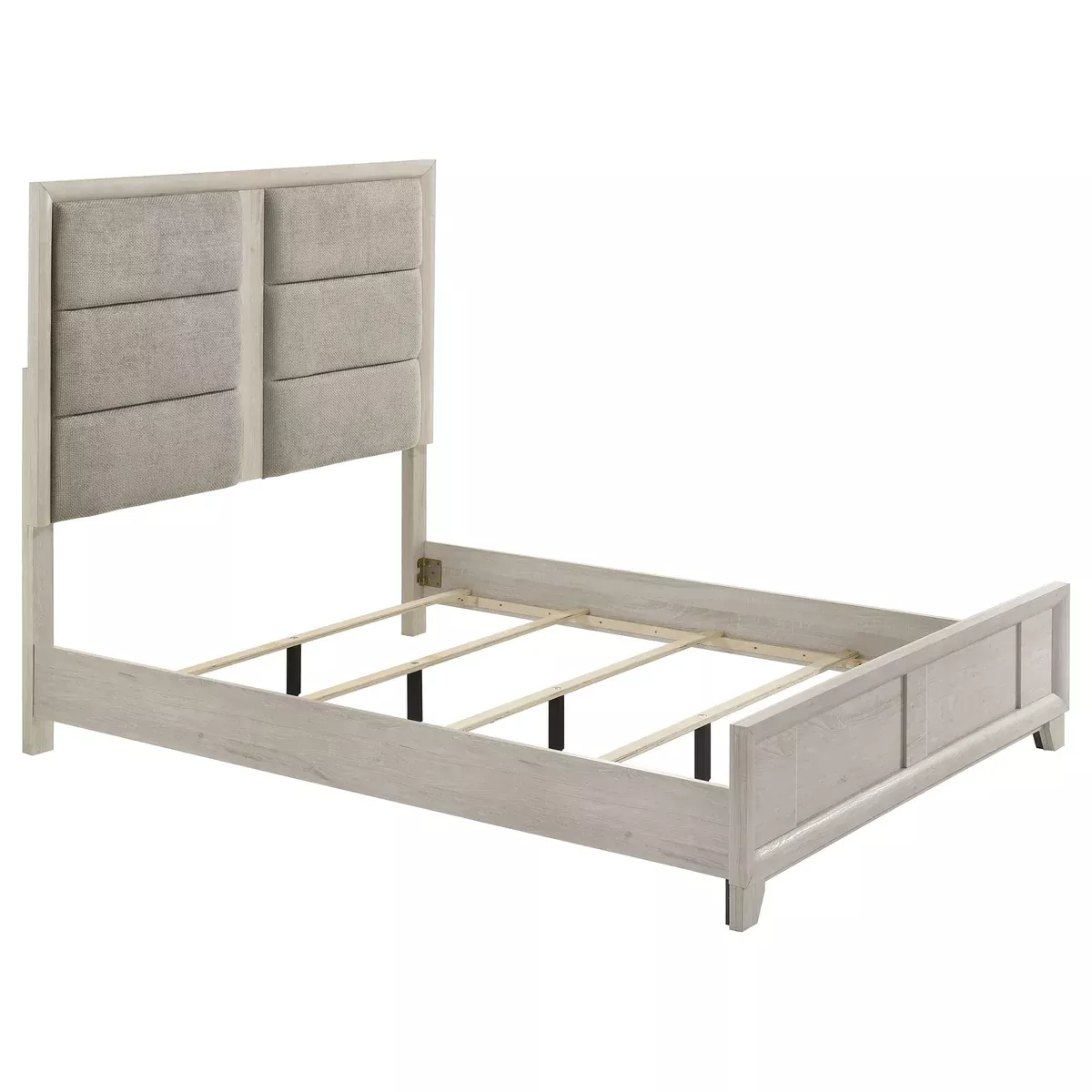 Farre Queen Upholstered Platform Panel Bed Washed Grey