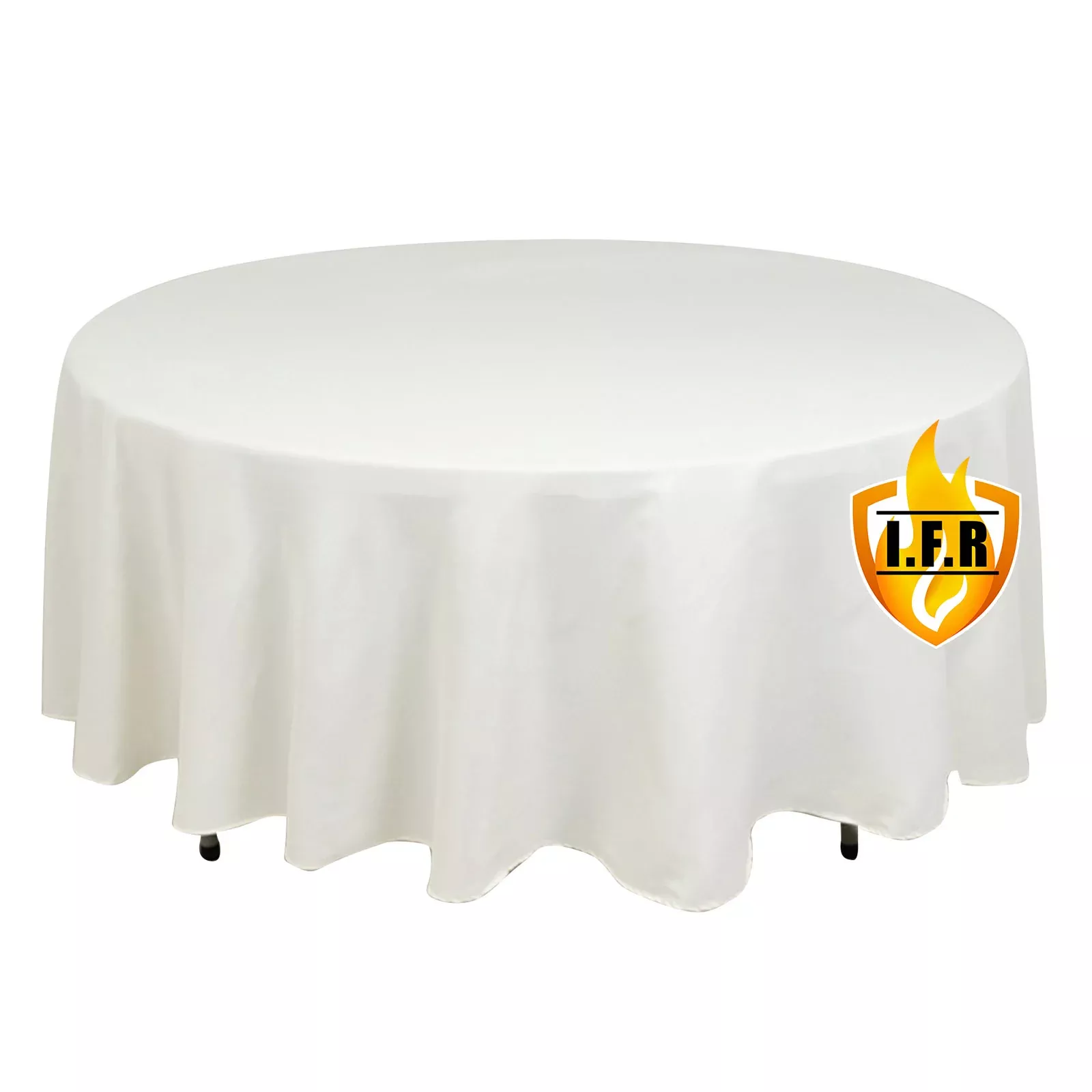 Fire Retardant Premium Polyester 108" Round Tablecloth Ivory - High-Performance Table Cover