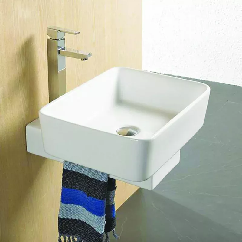 Ginata Vitreous China Vessel Sink with 8" Rectangular Base