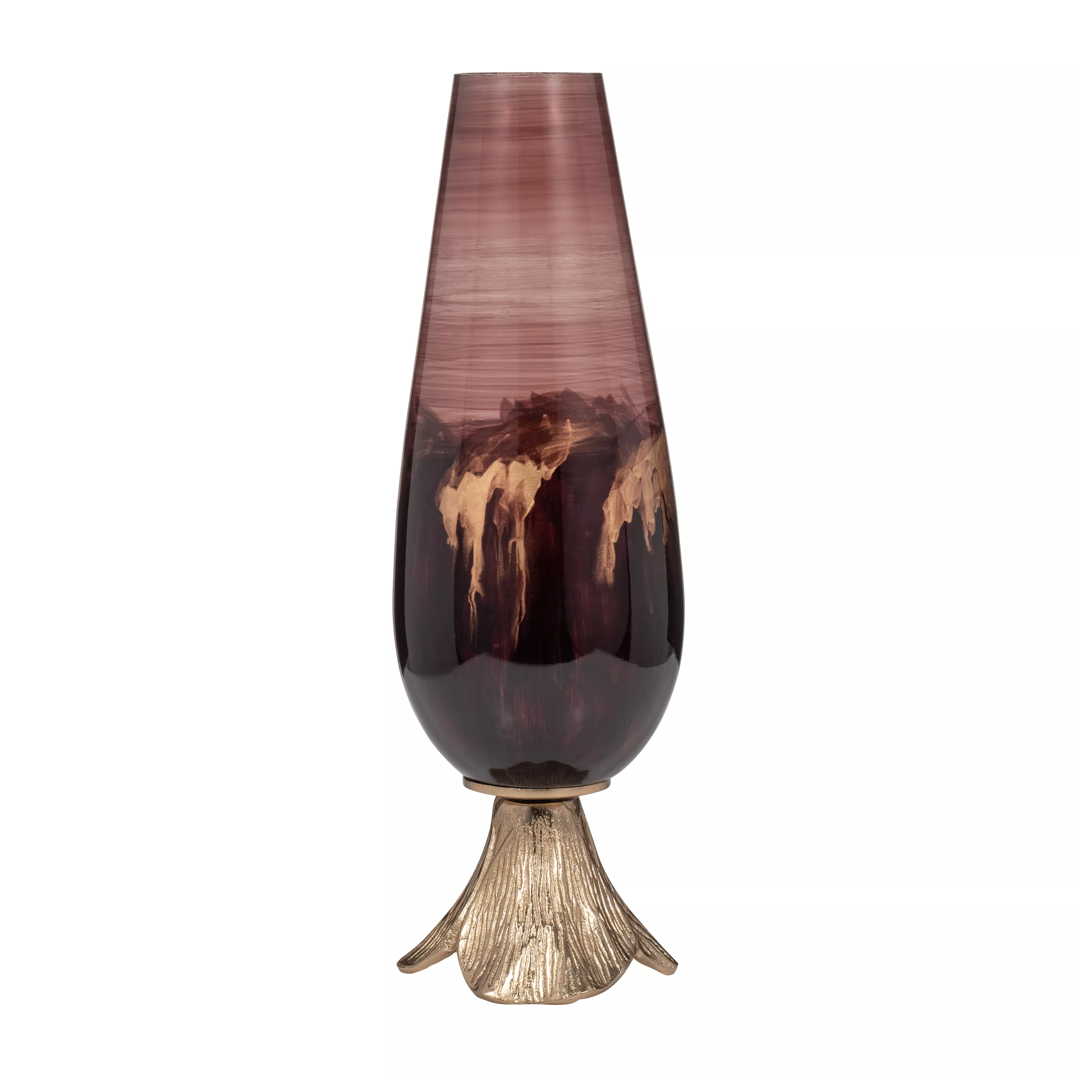 Glass, 19" Vase W/ Leaf Base