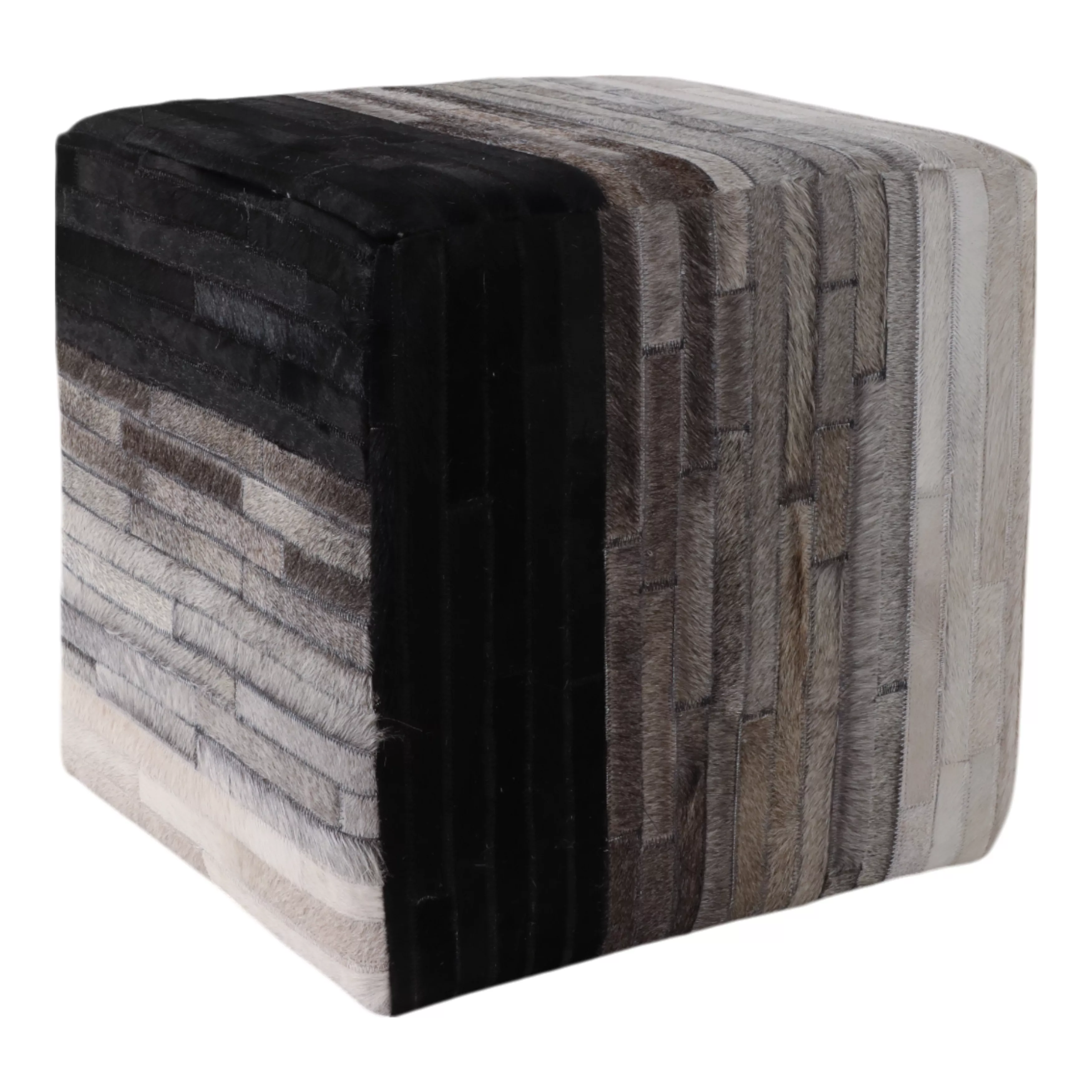 Hair On Hide Patchwork Ottoman