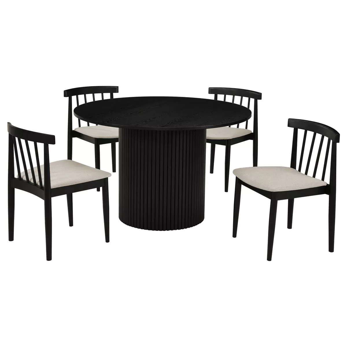 Hamlyn 5-piece Round Wood Dining Set Wheat and Black