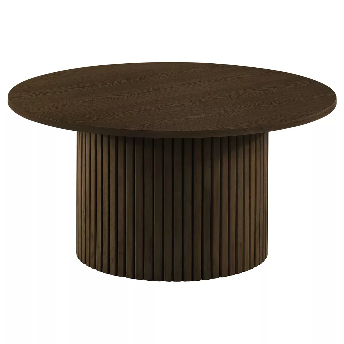 Hamlyn Round Fluted Occasional Cocktail Coffee Table Walnut
