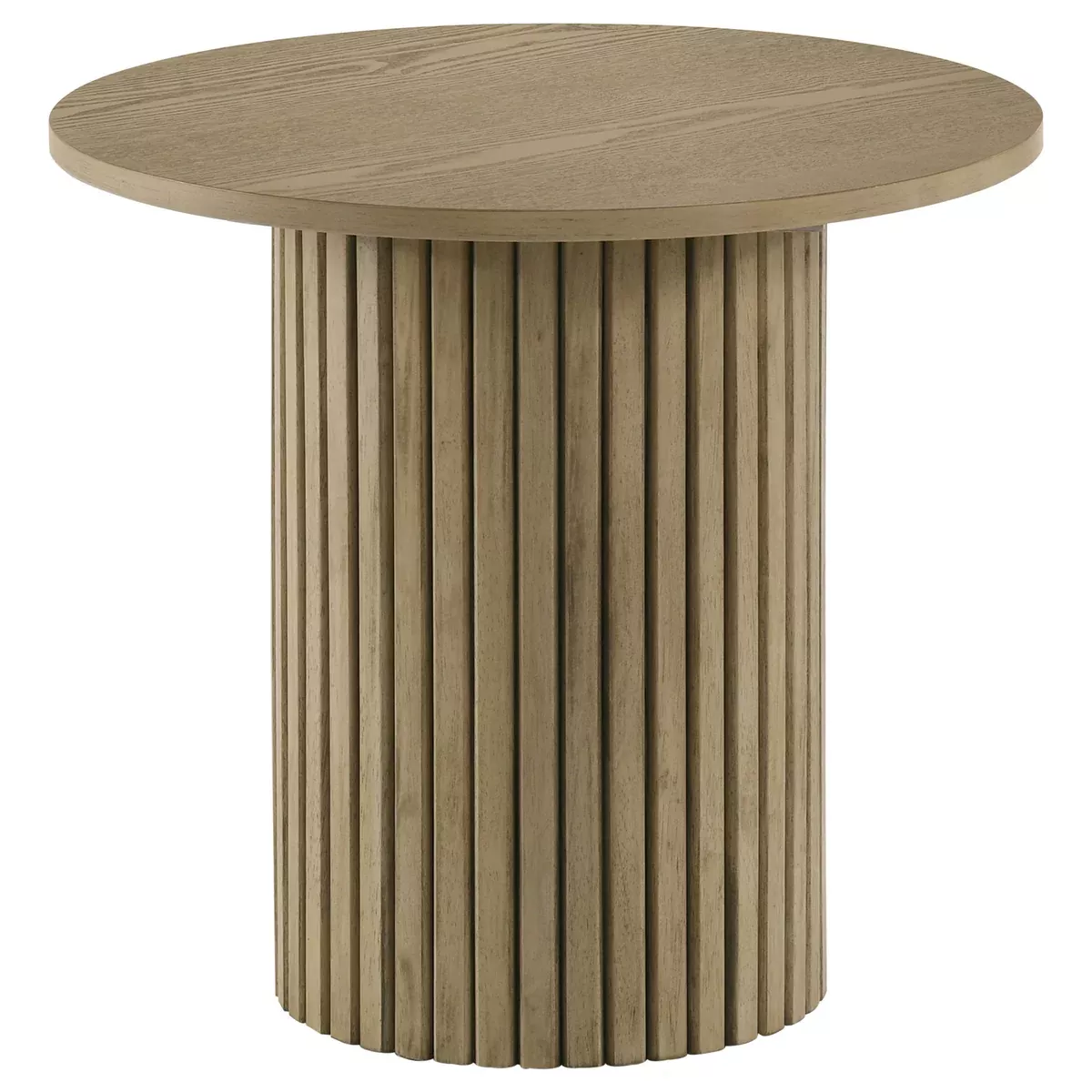 Hamlyn Round Fluted Occasional Side End Table Natural Oak