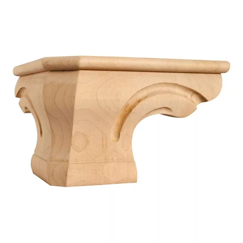 Hardware Resources Oak Rounded Corner Pedestal Foot with Bead