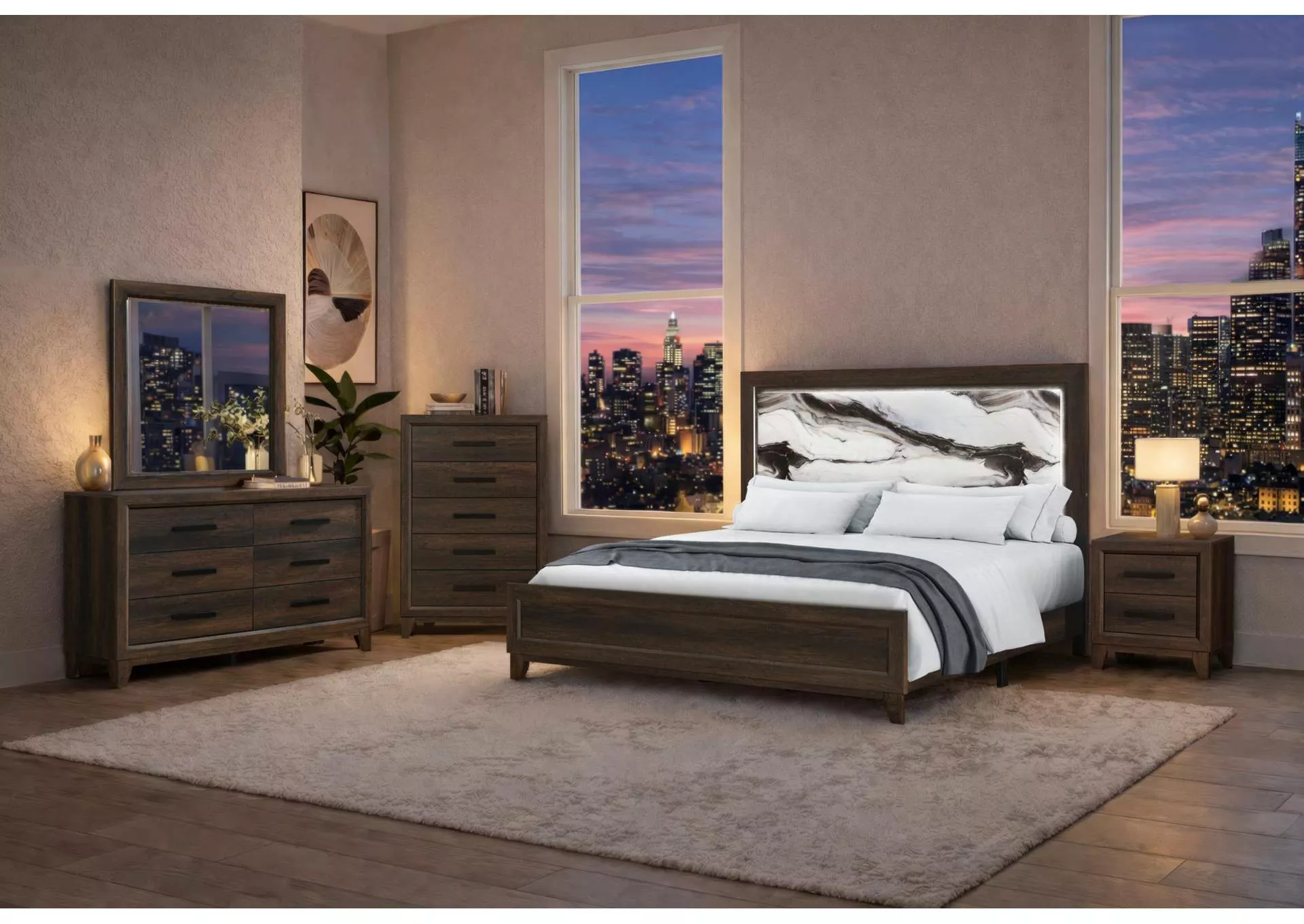 HARMONY BROWN KING BED GROUP