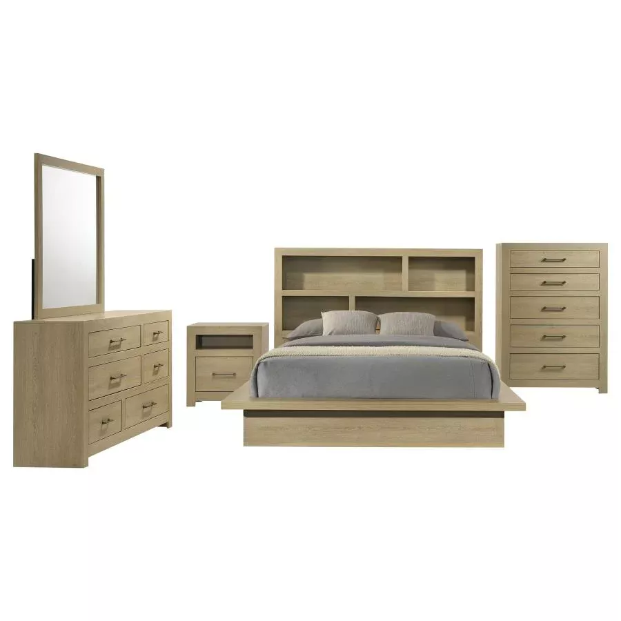 Hendricks 5-piece Eastern King Bedroom Set Light Oak